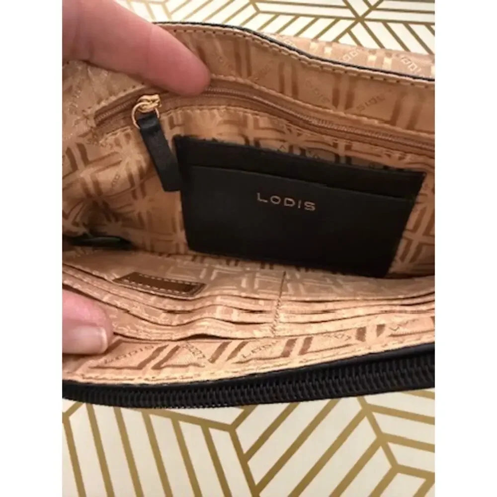Lodis Paige Small Black Leather Wristlet